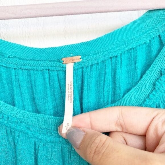Free People Blue Ruffle Blue Tank Top Women's Size Small S - Picture 3 of 6